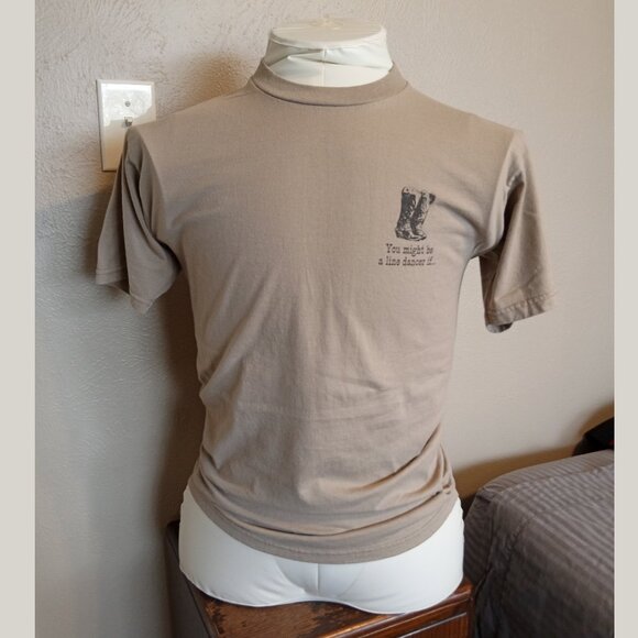 Funny Dance Shirt "You might be a line dancer IF..." Men's (L) Army Green Tshirt - Picture 3 of 8